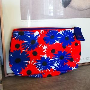 NEW Estee Lauder Blue Red Flower pouch makeup necessaire Zipper